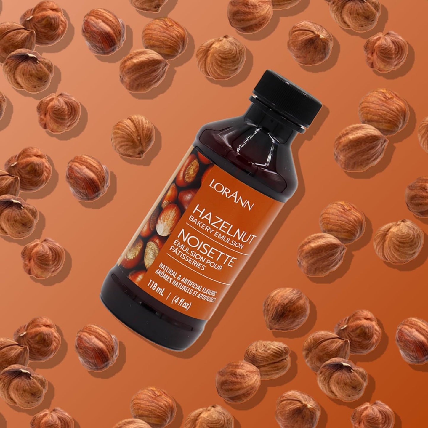 LorAnn Oils Hazelnut Bakery Emulsion: True Essence, Ideal for Boosting Fruit Tones in Cakes, Cookies & Desserts, Gluten-Free, Keto-Friendly, Extract Substitute Essential for Your Kitchen, 4 Oz