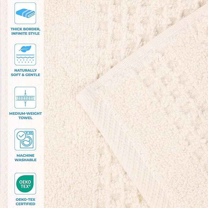 Superior Playa Zero Twist Cotton Medium Weight Towels, for Guest Bath, Bathroom, Shower, Spa, Plush, Quick Dry, Ultra-Soft Towels, Bath Essentials, Waffle Textured, 9 Piece Assorted Towel Set, Ivory