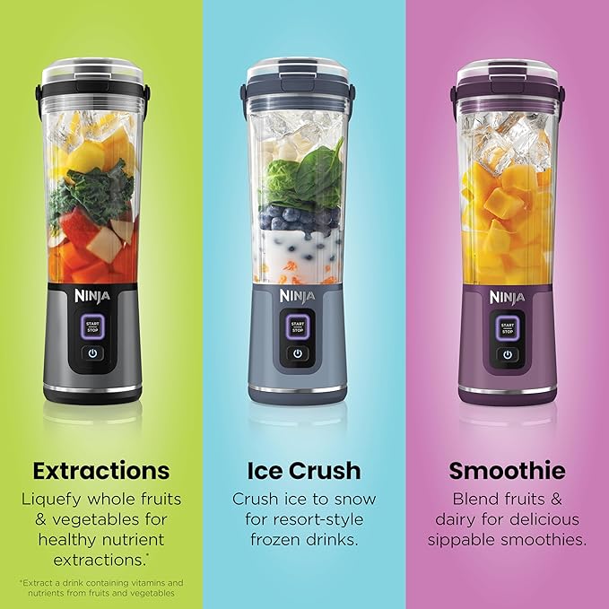 Ninja Blast Portable Blender, Cordless, 18oz. Vessel, Personal Blender For-Shakes and Smoothies, BPA Free, Leakproof-Lid and Sip Spout, USB-C Rechargeable, Dishwasher Safe, Metallic Black, BC151MB