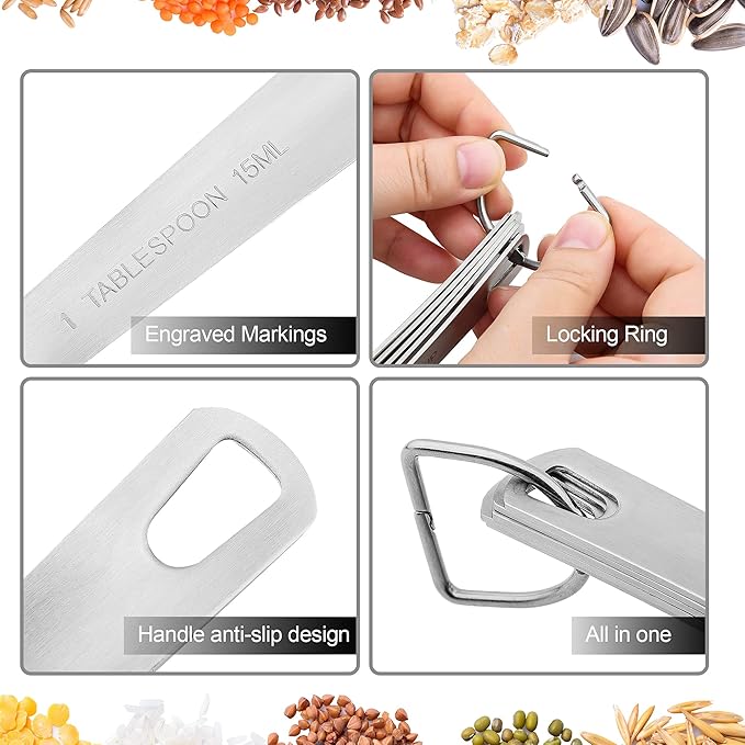 Smithcraft Measuring Cups Set for Kitchen and Baking Tools, Stainless Steel Measuring Cups Set 18/8(304) Steel Material Heavy Duty 7 Measuring Cups and 1 Ring Set of 8