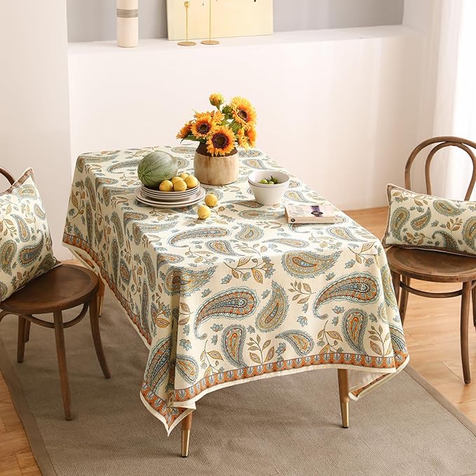 patdrea Designer Vintage French Rectangle Table Cloth,Italian Floral Wrinkle Free Farmhouse Extra Long Tablecloth,Decor Table Cover for Kitchen Dining,Christmas,Thanksgiving,67"x118"-Lysaniya