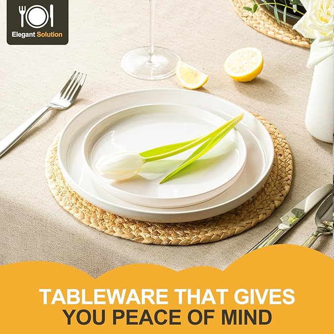 EWFEN Plates and Bowls Sets, 24 Pieces Ceramic Dinnerware Set for 8, Stoneware Dishware Dishes Set, Scratch Resistant Dishes Set, Dishwasher & Microwave Safe, White