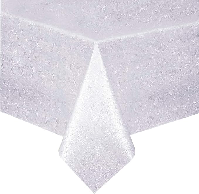 Home Bargains Plus Quilted Heavy Duty Table Pad Protector with Flannel Backing, Cut to Fit, Heat Resistant, Wipe Clean, Protects Table from Spills and Scratches, White, 52” x 144” Rectangle