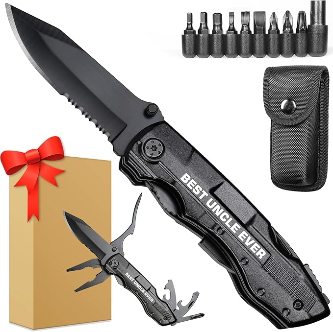 Uncle Gifts, ”BEST UNCLE EVER” Multitool Knife, Stocking Stuffers for Uncles, Uncles Birthday Gift, Best Uncle's Presents, Uncle Gifts from Niece Nephew, Uncle's Christmas Gift