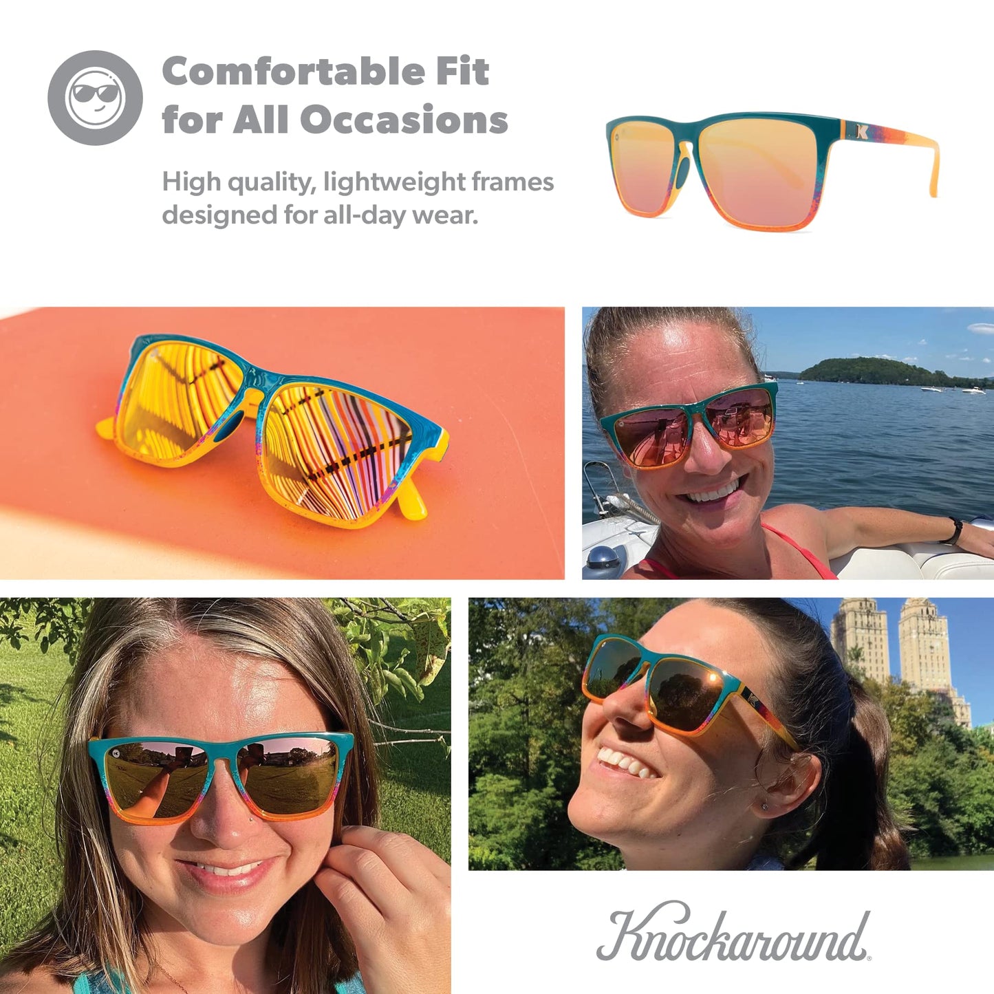 Knockaround Fast Lanes Sport - Polarized Running Sunglasses for Women & Men - Impact Resistant Lenses & Full UV400 Protection, Desert