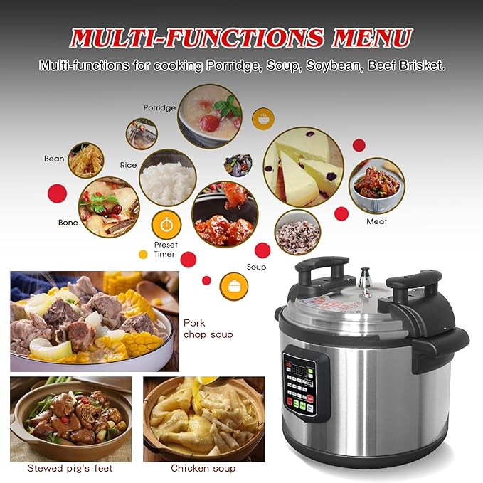 Kolice Commercial 220V electric (NOT 110V) Multi-Function Pressure Cooker, Multi Cooker Pressure Canner With Non-stick Inner Pot, widely used in Hotel Restaurant Kitchen (21L (22 QT))