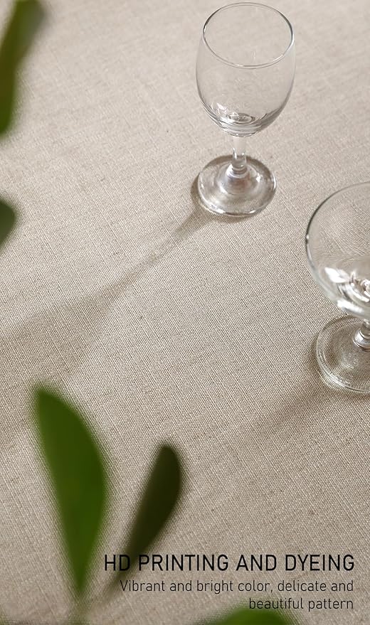 ISAENNE Designer Christmas Linen Extra Long Rectangle Tablecloth,Light Beige Western Table Cloth,Wrinkle Resistant Decor Tablecloths for Dining Thanksgiving Kitchen Christmas,63"*110"-Carol G