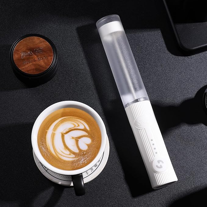 Bincoo Performance Milk Foamer - Dual Speed, Waterproof, Stainless Steel, Ultra Fast Handheld Drink Mixer - Create Barista Microfoam in 40 Seconds for Latte, Cappuccino & Coffee at Home (Black)