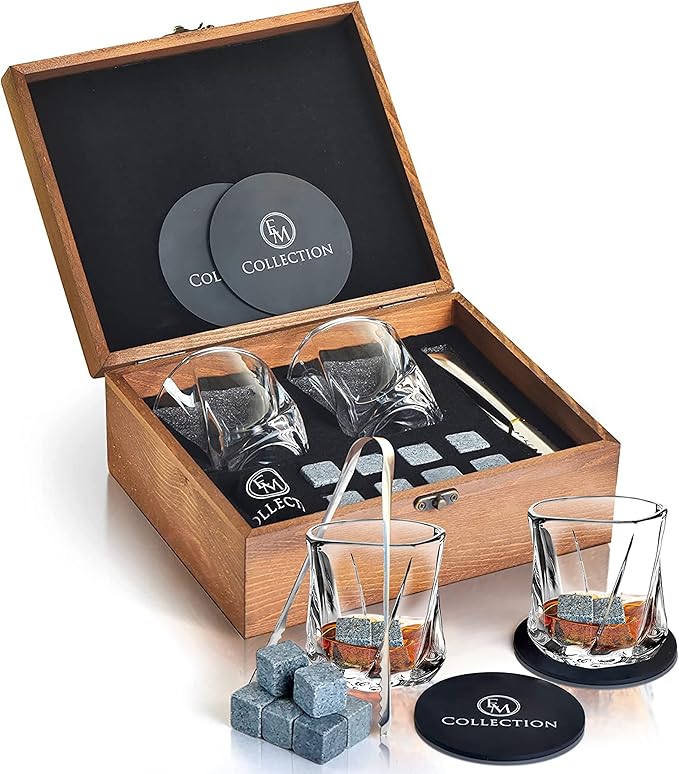 Old Fashioned Whiskey Glasses – Set of 2 – Bourbon Glasses for Men & Women – Gift Boxed Crystal Scotch Glasses for Cocktails & Spirits