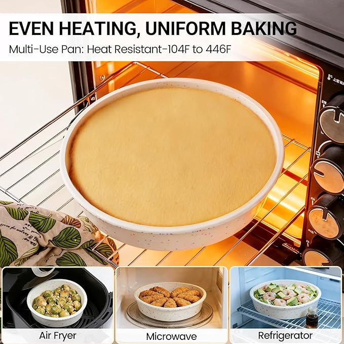 SJ 10 Inch Silicone Round Cake Pan with Metal Reinforced Frame Set of 3, Nonstick Silicone Cake Mold for Baking Suitable for Making Layers, Cheese & Chocolate Cakes