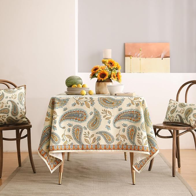 patdrea Designer Vintage French Rectangular Table Cloth,Italian Floral Wrinkle Free Extra Long Tablecloth,Decor Table Cover for Kitchen Dining,Christmas,Tea Party,Thanksgiving,63"x110"-Lysaniya