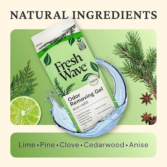 Fresh Wave Original Scent Odor Removing Gel Refill, 63 oz. | Safer Odor Absorbers for Home, Cooking, Trash, & Pets Areas | Natural Plant-Based Odor Eliminator