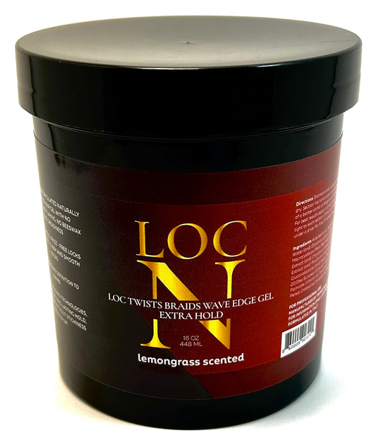 Loc N - Loc Twists Braids Wave Edge Gel Extra Hold - Lemongrass Scent | Perfect for Locks, Twisting, Braiding, Wraps, Cornrows & Smooth Edges on all hair types | Natural Ingredients | Non-Greasy (16oz)