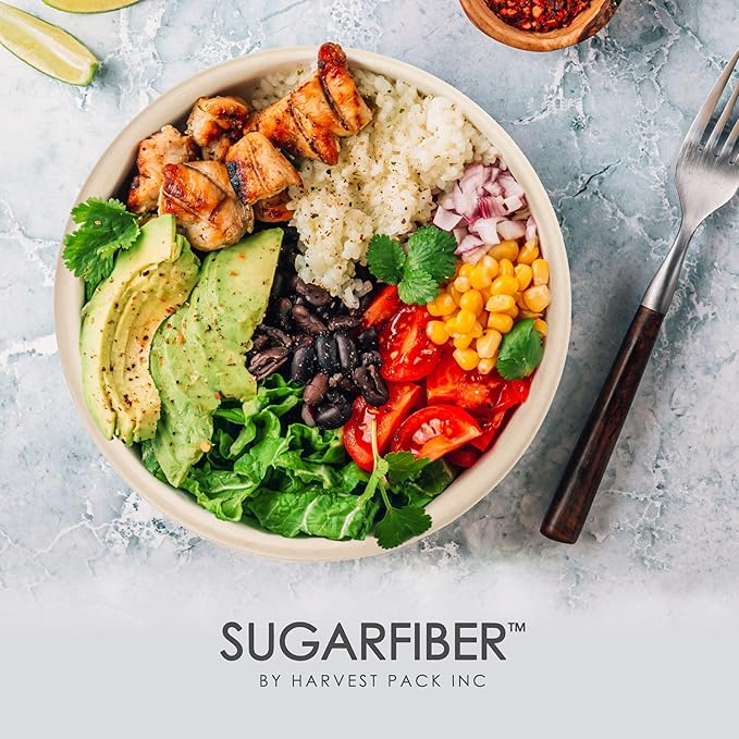 [50 COUNT]Harvest Pack PFAS FREE 32oz Round Paper Bowls, Compostable Heavy-Duty Eco-Friendly Disposable Bagasse Large Soup Bowls, sugarcane made for Meal Prep Takeout Dinnerware, Microwave Safe