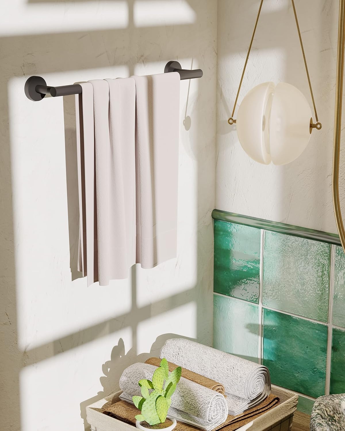 18 Inches Matte Black Towel Bar for Bathroom Kitchen Hand Towel Holder Dish Cloths Hanger SUS304 Stainless Steel RUSTPROOF Wall Mount (Matte Black 18-inch)