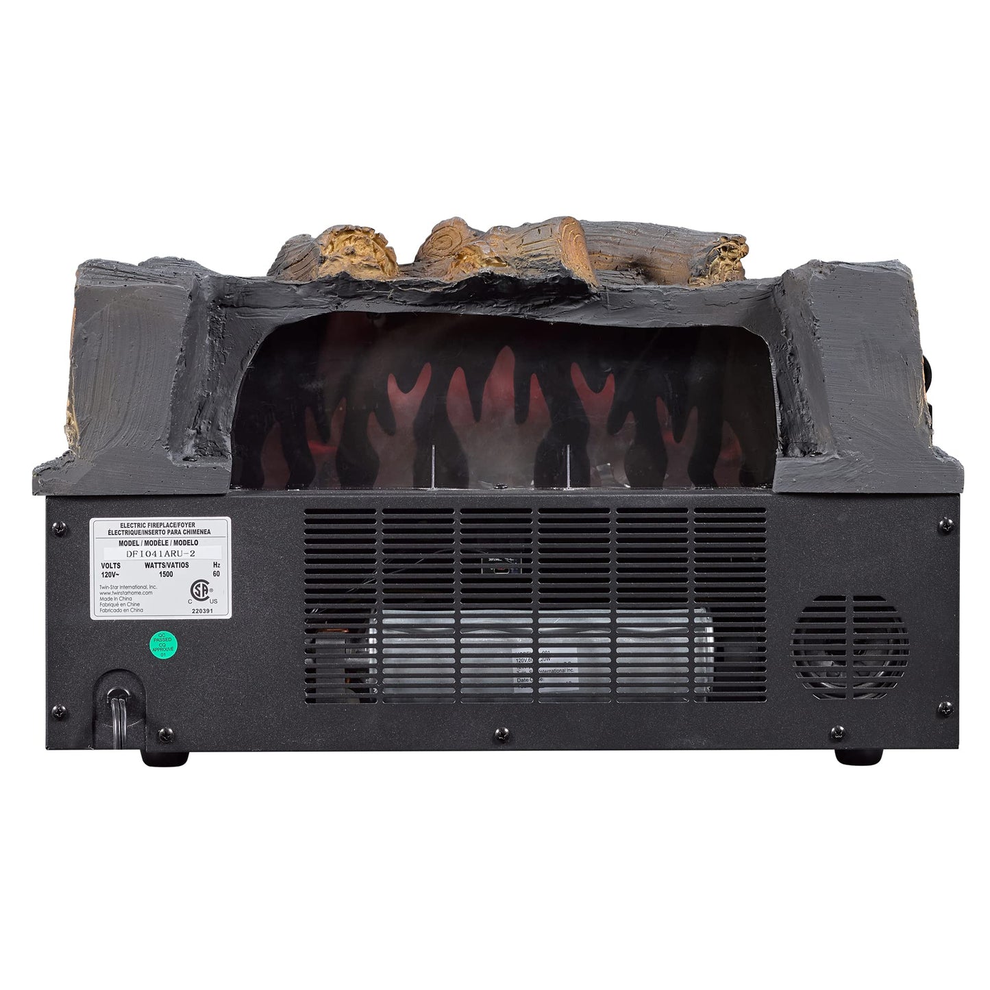 duraflame® Electric Log Set 1,000 Sq Ft Infrared Heater, Faux Logs Insert with LED Flames for Existing Fireplaces, Crackling Sounds, Remote Control Included