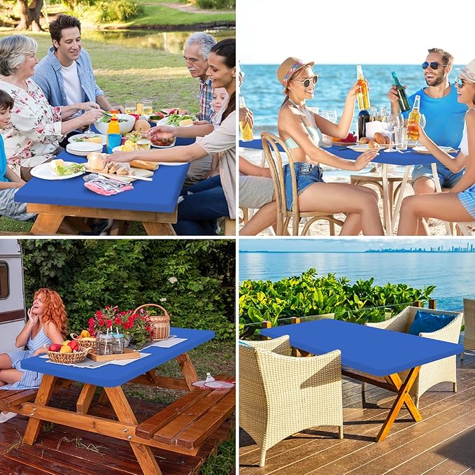 homing Rectangle Table Cloth Cover, Waterproof Polyester Elastic Fitted Tablecloth, Fits for 4 Foot Folding Tables, Washable Table Protector for Picnic, Camping, Outdoor (Blue, 30" x 48")