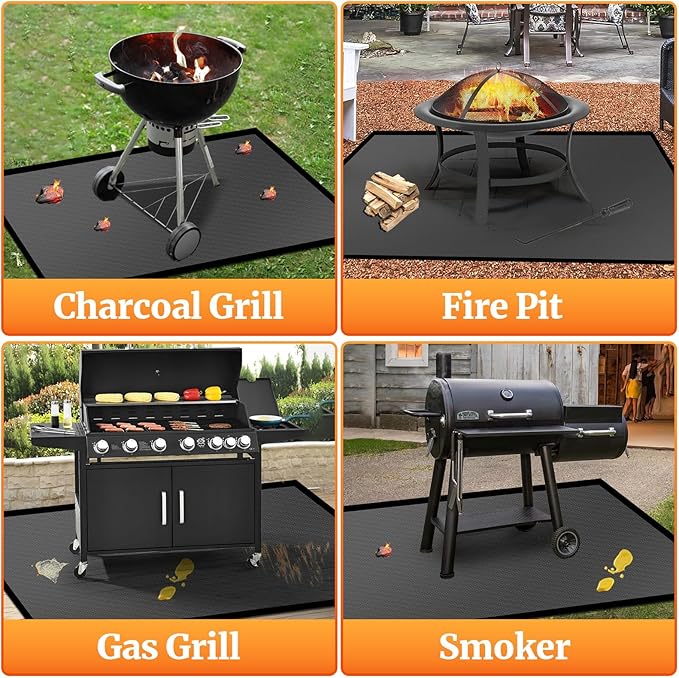 42 X 30 inches Hearth Rugs for Fireplaces Fire Resistant / Gas Grill Splatter Mat Fireproof Waterproof Oil-Proof, Fireproof Mat Heat Resistant BBQ Floor Mat Protect Mat Floor Protective Rug Reusable