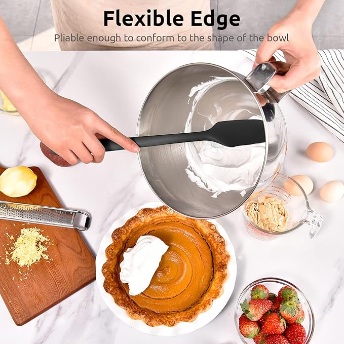 14in Extra Long Silicone Spatula: U-Taste 480ºF Heat Resistant Flexible Baking Mixer Scraper, Large Rubber Mixing Stirring Scraping Seamless Kitchen Turner Utensil for Nonstick Cookware (Black)