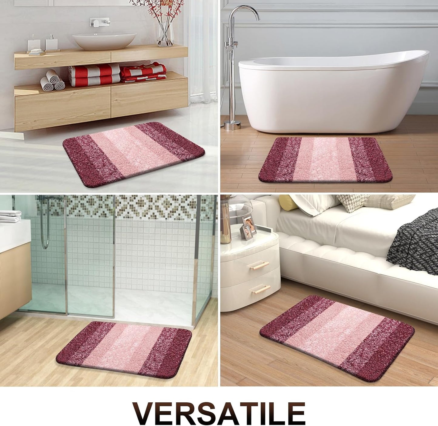 OLANLY Bathroom Runner Rugs 70x24, Extra Soft Absorbent Microfiber Bath Rugs, Rubber Backing, Quick Dry, Machine Washable Bath Mats for Bathroom Floor, Tub and Shower, Home Decor Accessories, Red