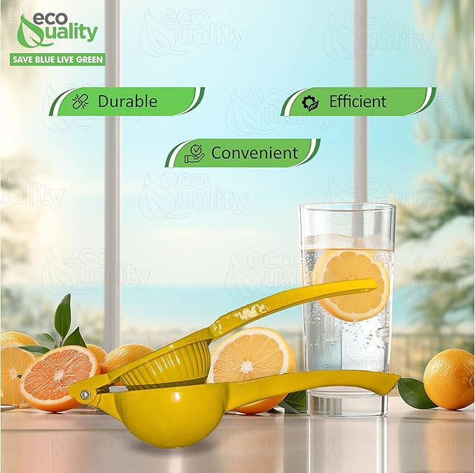 EcoQuality Heavy Duty Handheld Yellow Citrus Juice Squeezer Premium Lemon, Lime & Orange Press for Maximum Extraction Easy to Use, Durable and Rust Resistant Metal Manual Juicer (6)