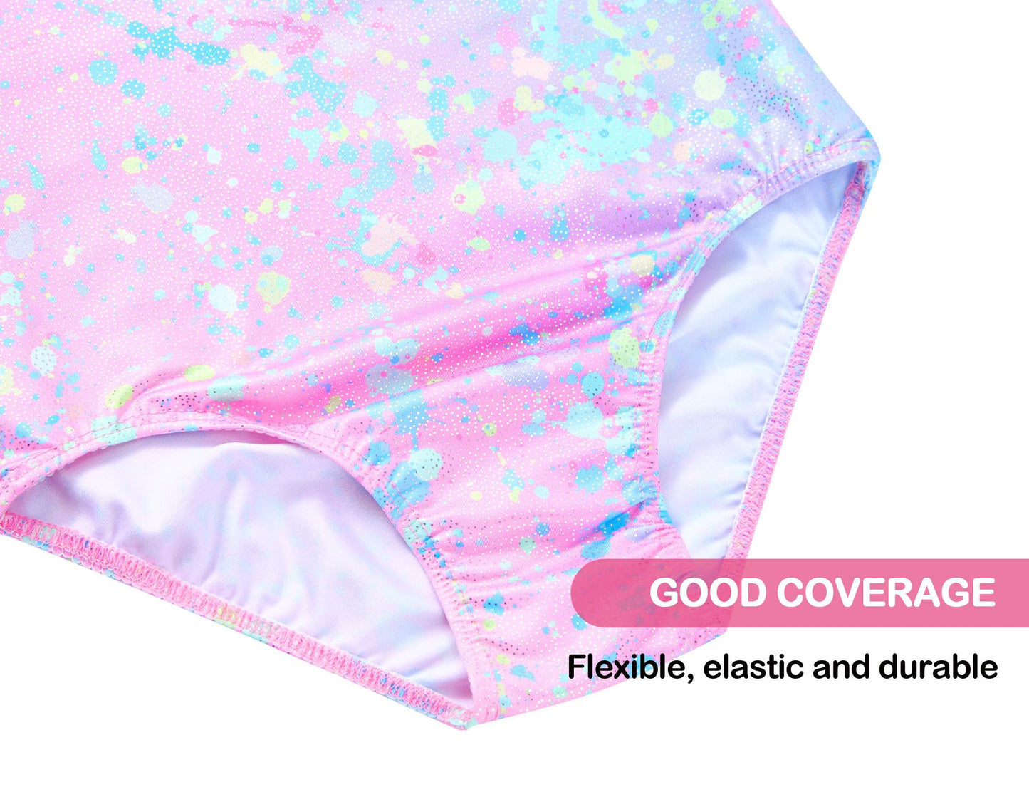 Domusgo Gymnastics Leotards for Girls 6-7 Years Old Colorful Dot Sparkly One Piece Tumbling Outfits