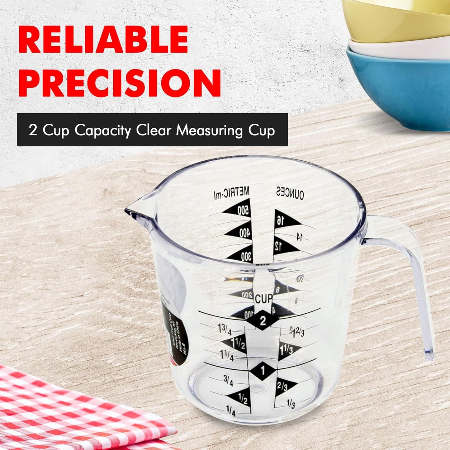 Chef Craft Select Plastic Measuring Cup, 2 Cup, Clear