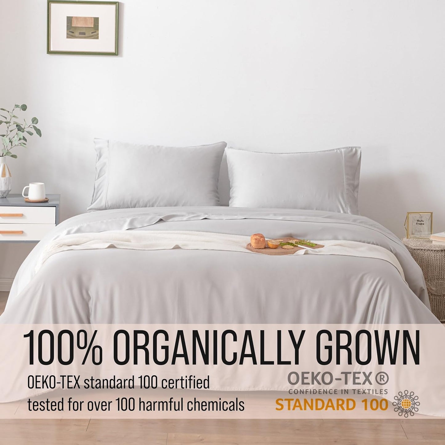 Bella Coterie Luxury Bamboo Viscose Twin XL Size Sheet Set | 100% Organically Grown | Ultra Soft | Cooling for Hot Sleepers | 18" Deep Pocket [Grey Mist]