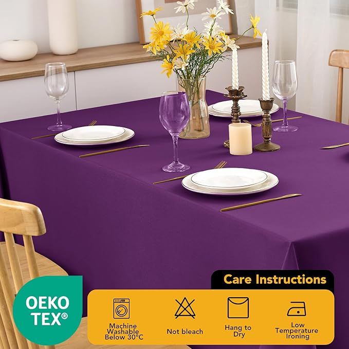 10-Pack Purple Tablecloths for Rectangle Tables, 70 x 120 Inches, Stain-Resistant Polyester Fabric for 6 Foot Tables - Washable Table Covers for Weddings, Banquets, Birthday Parties, Events