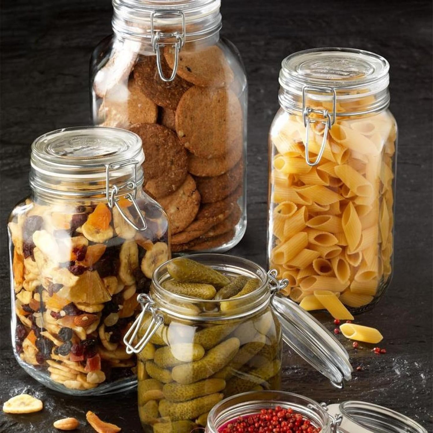 Bormioli Rocco Fido 5L Glass Jar - 169oz Airtight Storage with Metal Clamp & Rubber Gasket - Ideal for Fermentation, Home Canning, Dry Food Storage - Great for Kitchen Organization, Made in Italy