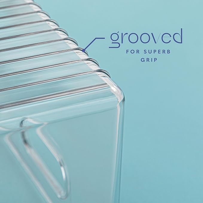 Clear Plastic Organizer Bins with Handles for Home Organization. Storage Containers for Organizing Fridge, Freezer, Cabinet. Pantry, Great for Kitchen, Garage, Laundry Room. 10"x8"x5"
