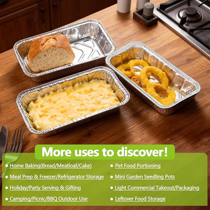 UBeesize 2Lb Thicker & Heavy Duty Disposable Aluminum Loaf Pans, 30 Pack Ultra Sturdy 8.5 x 4.5 Foil Bread Pans for Baking Banana Bread, Cakes, Meatloaf & Food Storage