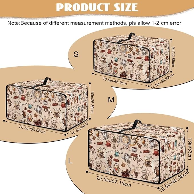 Toaster Oven Dust Cover Small Kitchen Appliance Cover for Countertop Convection Ovens,Small Appliances, M, 16.5 x 20.5 x 10 inches, Coffee Chocolate Print Beige