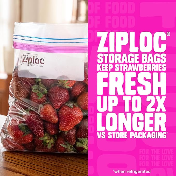 Ziploc Gallon Food Storage Bags, Stay Open Design with Stand-Up Bottom, Easy to Fill, 81 Count (Packaging May Vary)