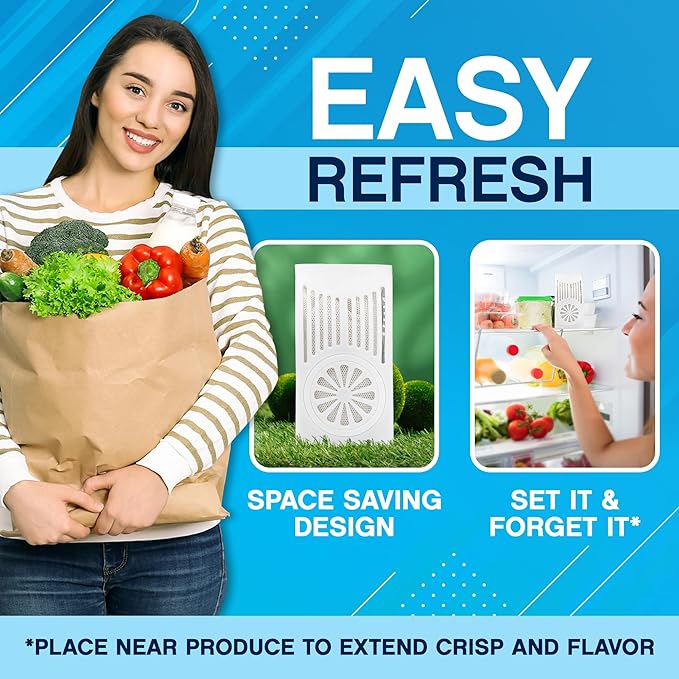 NonScents Refrigerator Deodorizer – Odor Eliminator for Fridge & Freezer – Outshines Baking Soda & Deodorizer with Activated Charcoal – Unscented & Long-Lasting, Freshen Refrigerator (4-Count)