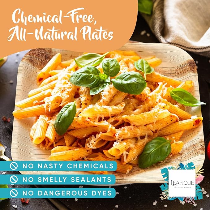 100% Natural 6” Palm Leaf Square Plate (100 pack), Compostable & Biodegradable Dinnerware for Catering, Birthdays, Halloween, BBQs, Thanksgiving, Alternative to Paper & Bamboo Plates Disposable