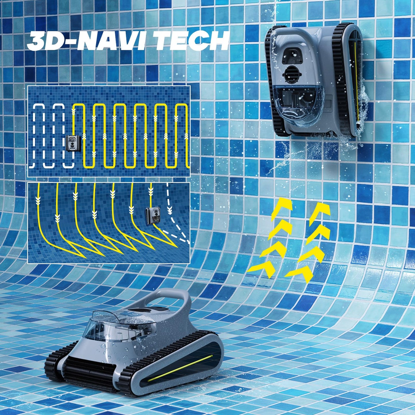 (2025 New) Seauto Crab Cordless Robotic Pool Vacuum, Wall-Climbing, Automatic Pool Cleaner, Suitable for Walls and Floors of 1614 Square Feet Pool