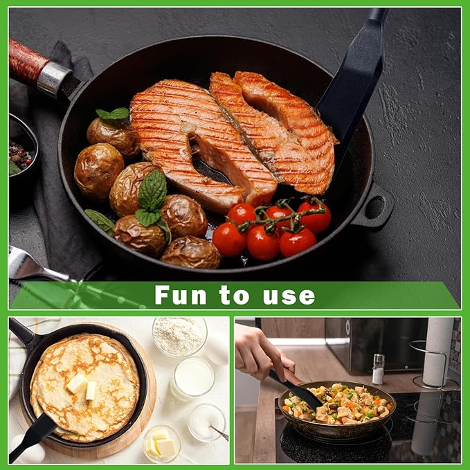 Eggssentials Pack of 2, Egg Spatula - Non-Stick, High Heat Resistant Kitchen Tools for Panckes, Eggs, Baking, Cooking, and Mixing - Black Egg Spatula