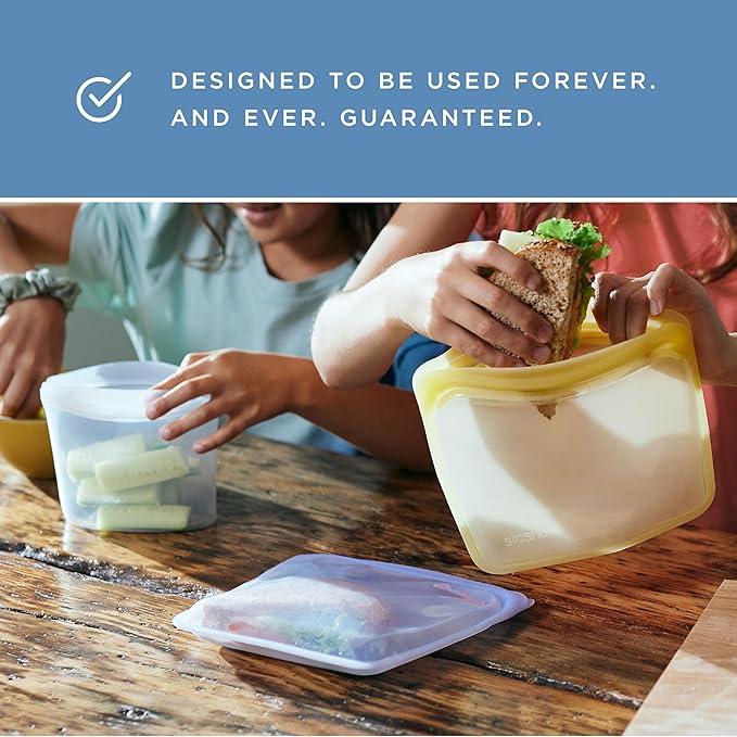 Stasher Premium Silicone Reusable Food Storage Snack Bag, Blue, Microwave, Sous Vide, Dishwasher, Oven and Freezer Safe, BPA Free, Leak-free, Eco-friendly, 12 Oz