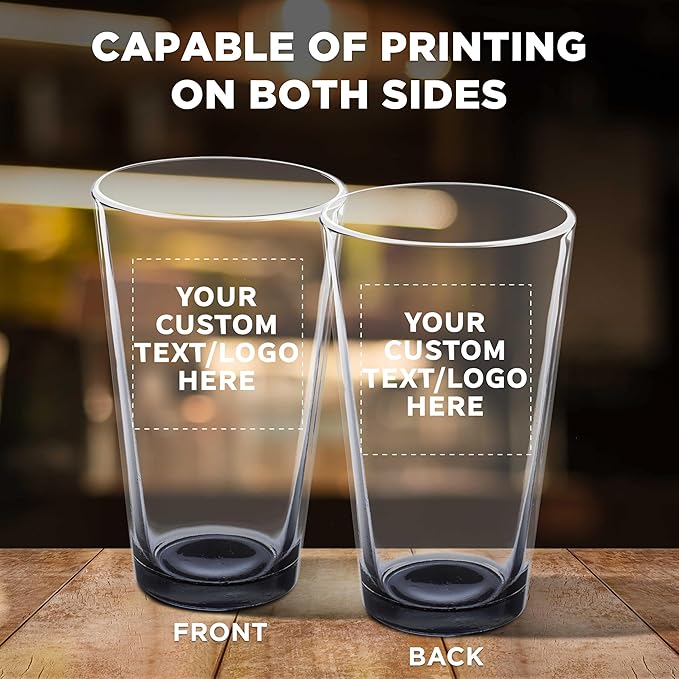 Custom Libbey Pint Glass 16 oz. Set of 10, Personalized Bulk Pack - Beer Glasses, Heavy Duty Drinkware - Black