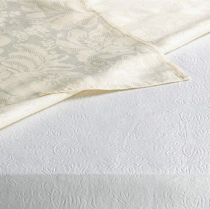 Home Bargains Plus Quilted Heavy Duty Table Pad Protector with Flannel Backing, Cut to Fit, Heat Resistant, Wipe Clean, Protects Table from Spills and Scratches, White, 60” x 120” Rectangle