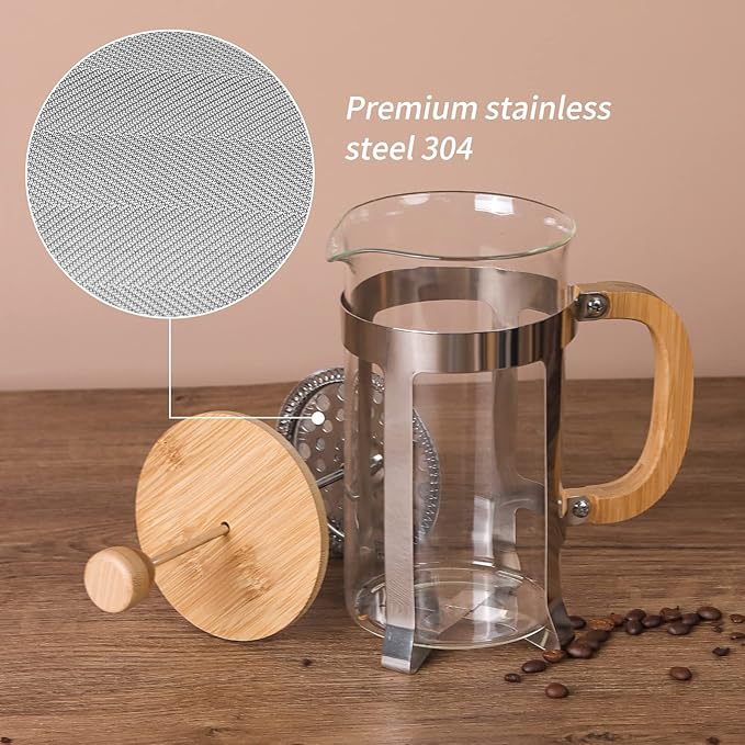 2.6 Inch Filter Parts for 350ml French Press 3 Pieces Stainless-Steel Set Containing Spiral Disk, Small Coffee Press Mesh Screen for Sivaphe 12 oz French Press