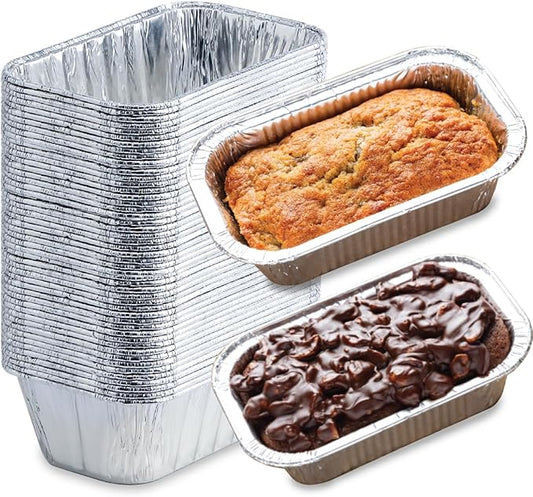 (55 Pack) 1LB Mini Foil Loaf Pans - 1 Pound Disposable Aluminum Baking Pans for Individual Bread, Cake, Meatloaf - Small Loaf Pans with Liners, Small Bread Tins 6 x 3.5 x 2