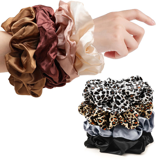 Scrunchies Hair Ties for Women - Big Silk Satin Scrunchie Jumbo Gaint Oversized Cute Scrunchy for Curl Thick Hair Ligas Para el Cabello De Mujer Decorations Hair Accessories Gift for Girls