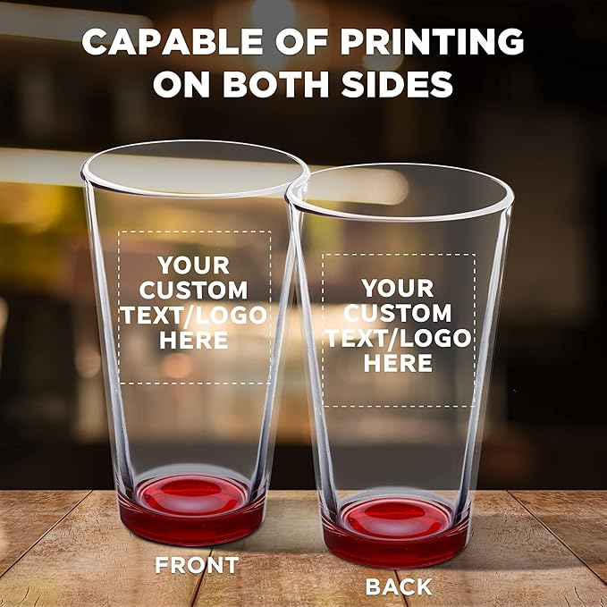Custom Libbey Pint Glass 16 oz. Set of 100, Personalized Bulk Pack - Beer Glasses, Heavy Duty Drinkware - Red