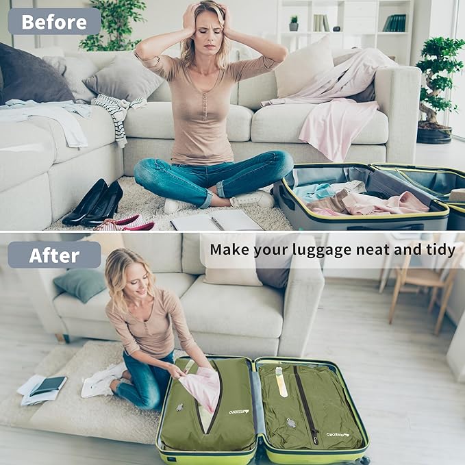Vacuum Bag for Travel, Professional IPX8 Waterproof Reusable Vacuum Compression Bags for Travel Suitcases, Durable Space Saver Bag(2 Large,No Pump)