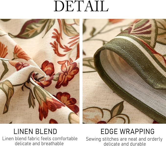 ISAENNE Designer Bohemian Linen Table Cloth for Rectangle Table,Colorful Floral Pattern Tablecloth,Wrinkle Resistant Decorative Tablecloths for Dining Thanksgiving Kitchen Party,55"*79"-Grace A