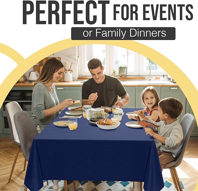 Party Solids 66% Thicker Premium Plastic Table Cloth Rectangle Table Cover 0.5 Mil 6 Pack Navy Blue Table Cloth 54 Inch x 108 Inch Disposable Tablecloth Won't Tear Easily Like Cheap Thin Brands