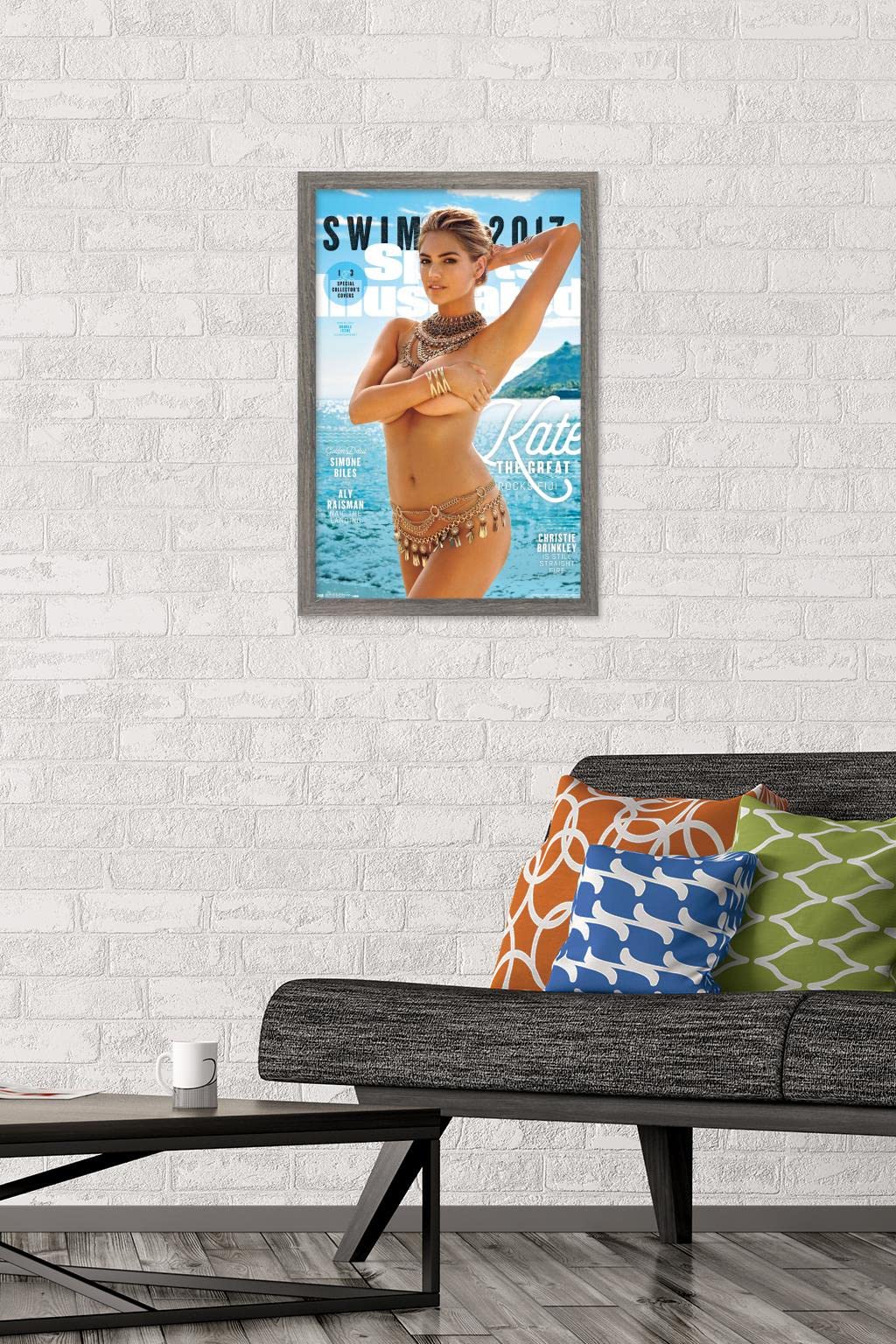 Trends International Sports Illustrated: Swimsuit Edition - Kate Upton Cover 2 17 Wall Poster, 14.725" x 22.375", Barnwood Framed Version