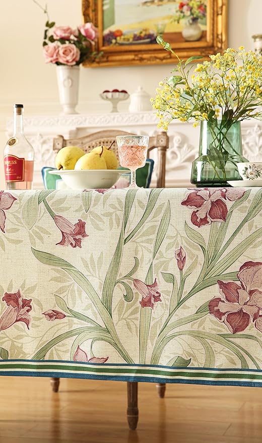 patdrea Designer French Green Small Tablecloth for Square Table,Elegant Violets Pattern Tablecloths,Table Cover Cloth Fall Decor for Kitchen Dining Christmas,Thanksgiving,55"x55"-Tara a